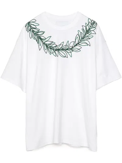 Yoshiokubo Cord Leaf T-shirt In White