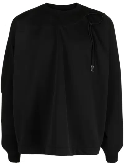 Yoshiokubo Crew-neck Tie-fastening Sweatshirt In Black