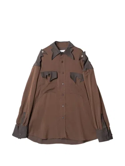 Yoshiokubo Drift Flap Shirt In Brown