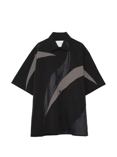 Yoshiokubo Ellipse Abstract-patchwork Short-sleeve Shirt In Black