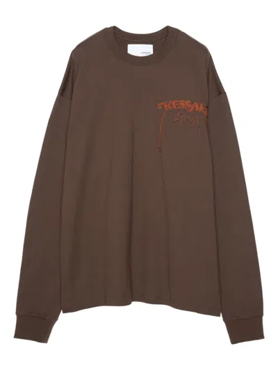 Yoshiokubo Graphic-print Long-sleeve T-shirt In Brown