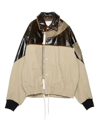 Yoshiokubo Jacke Mit Ledereinsätzen In Brown