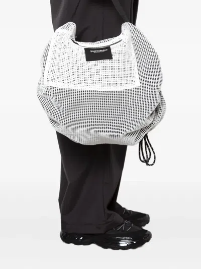 Yoshiokubo Mesh-schultertasche Mit Kordelzug In White