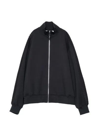 Yoshiokubo Mesh-panelled Zip-up Sweatshirt In Black