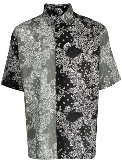 Yoshiokubo Paisley-print Short-sleeve Shirt In Black