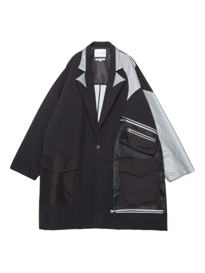 Yoshiokubo Panelled-pocket Coat In Black