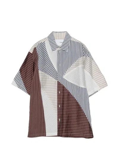 Yoshiokubo Patchwork Striped Shirt In Multi