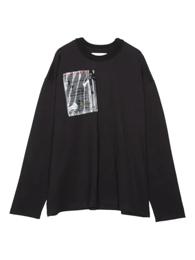 Yoshiokubo Pocket Zip-fastening Long-sleeves T-shirt In Black