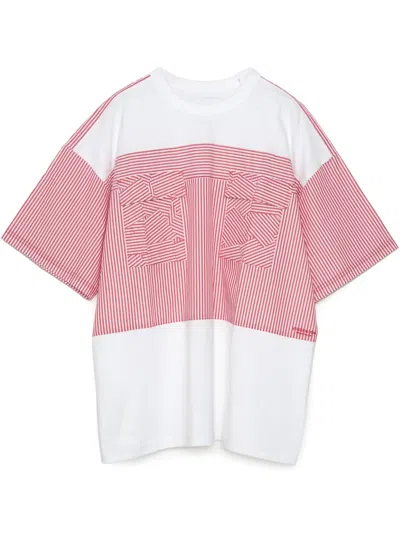 Yoshiokubo Stripe Patch T-shirt In Red