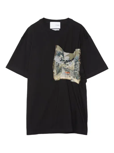 Yoshiokubo Tapestry-pocket T-shirt In Black