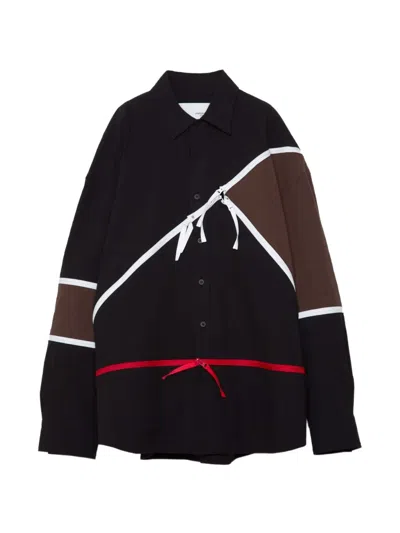 Yoshiokubo Zip-detail Long-sleeve Shirt In Black