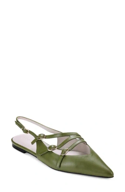 Yosi Samra Ava Slingback Pointed Toe Flat In Green