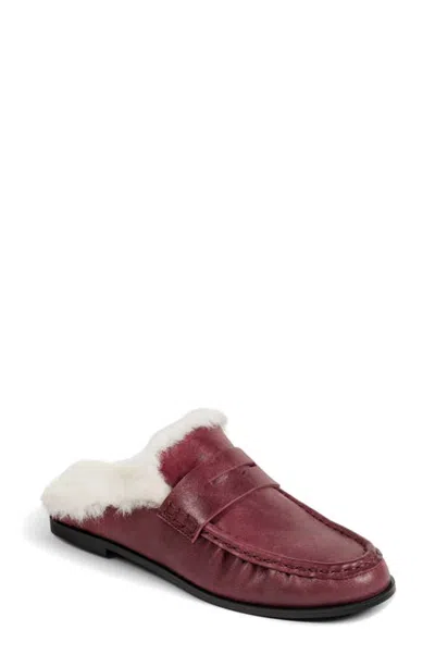 Yosi Samra Camden Leather Loafer Mule In Burgundy