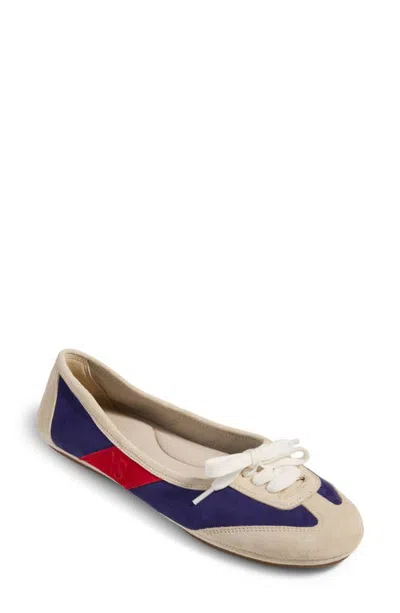 Yosi Samra Commuter Leather Sneaker Flat In Bone/eggplant/red