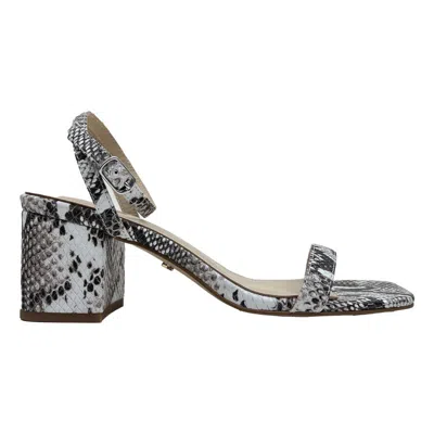 Yosi Samra Diana Block Sandal In Snake Print In Grey