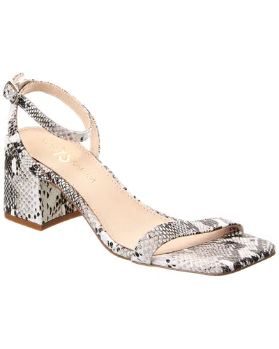 Yosi Samra Diana Block Snake-embossed Leather Sandal In White