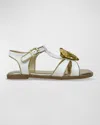 Yosi Samra Girl's Miss Butterfly Sandal, Toddler/kids In White/gold