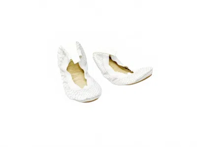 Yosi Samra Kids' Girls Foldable Ballet Flat Shoes In White Dove
