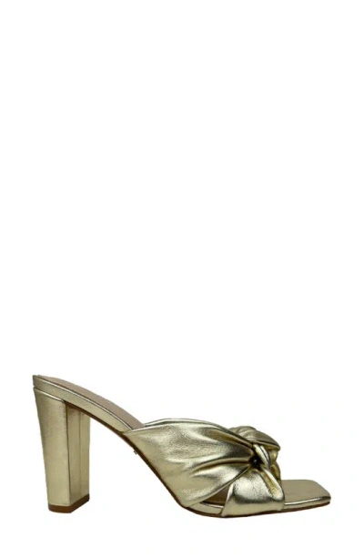 Yosi Samra Hazel Knotted Dress Sandal In Gold Leather In Green