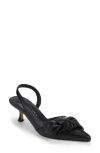 Yosi Samra Kaleigh Bow Slingback Pointed Toe Kitten Heel Pump In Black