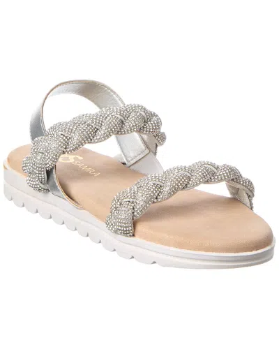 Yosi Samra Miss Bradie Slingback Canvas Sandal In Silver