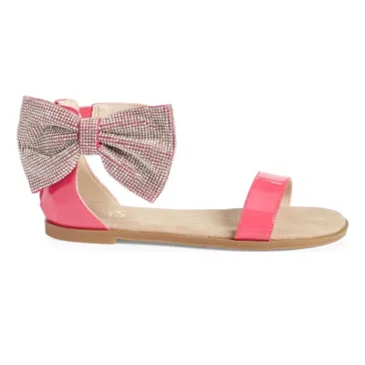 Yosi Samra Miss Cambelle Crystal Bow Sandal In Hot Pink Patent - Kids In Multi