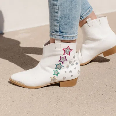Yosi Samra Miss Dallas Western Boot In White Shooting Stars - Kids
