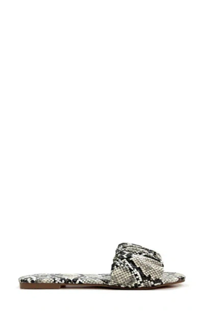 Yosi Samra Naomi Ruched Sandal In Snake Print In White