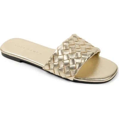 Yosi Samra Nathalie Leather Slide Sandal In Gold