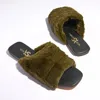 Yosi Samra Nora Slipper In Olive Faux Fur In Green