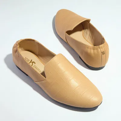 Yosi Samra Preslie Loafer In Tan Reptile Leather In Multi