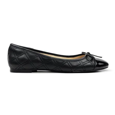 Yosi Samra Sadie Quilted Ballet Flat In Black Leather