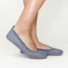 Yosi Samra Samara Foldable Ballet Flat In Dark Grey Leather In Grey