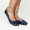 Yosi Samra Samara Foldable Ballet Flat In Deep Navy Patent In Blue