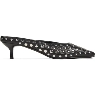 Yosi Samra Tribeca Studded Heeled Mule In Black W/silver Studs