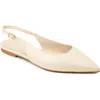 Yosi Samra Vera Pointed Toe Slingback Flat In Bone Croc