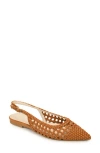 Yosi Samra Vera Slingback Pointed Cap Toe Flat In Brown