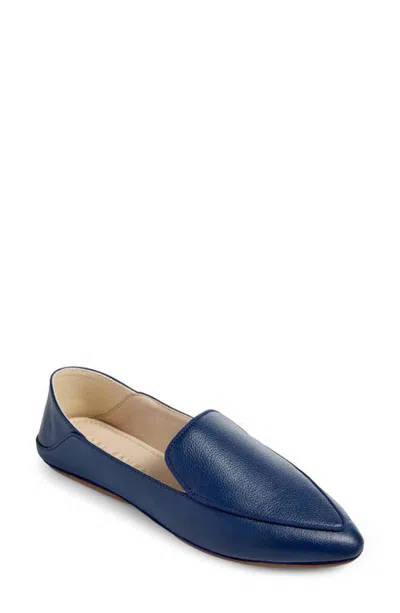 Yosi Samra Vivina Croc Embossed Leather Loafer In Navy