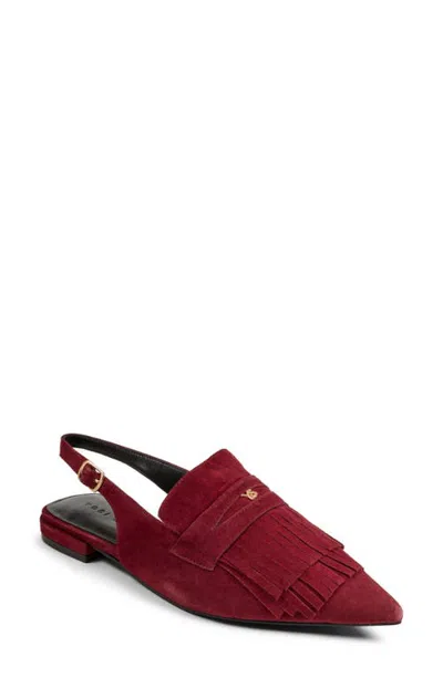Yosi Samra Warren Pointed Toe Slingback Flat In Burgundy