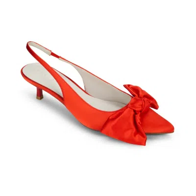 Yosi Samra Women's Elise Satin Slingback Sandals In Red In Orange