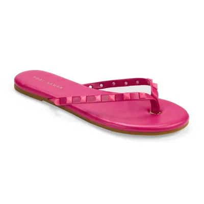 YOSI SAMRA WOMEN'S RIVINGTON STUF FLIP FLOP SANDAL IN FUCHSIA