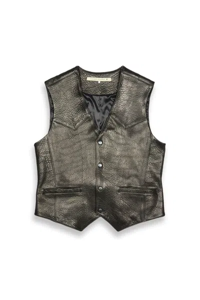 Yossi Depeche Tumbled Leather Vest Black