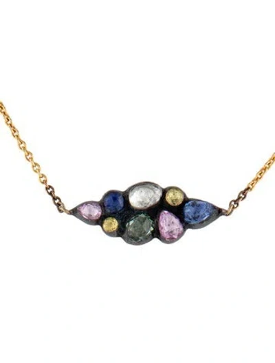 Pre-owned Yossi Harari 18k & 24k Multi-sapphire Pendant Necklace, 18.5" In Multicolor