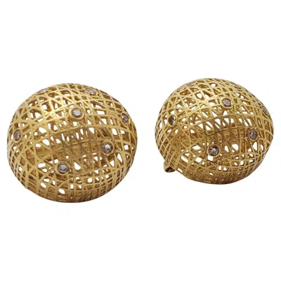 Pre-owned Yossi Harari 18k Yellow Gold Lace Roxanne Diamond Earrings