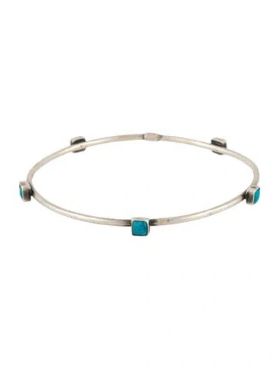 Pre-owned Yossi Harari Composite Turquoise Station Bangle Bracelet, 7.75" In Multi