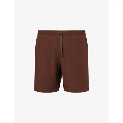 You Mens Saddle Gumley Logo-print Shell Shorts In Brown