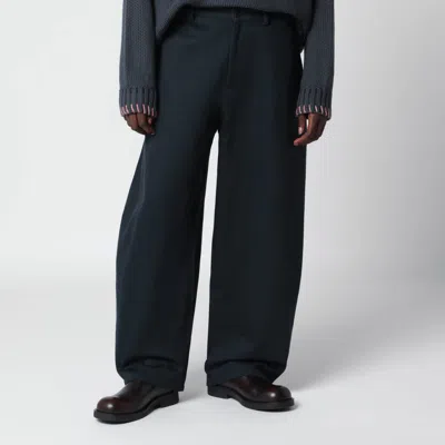 You Must Create Navy Blue Loose-fit Cotton Trousers In Multi