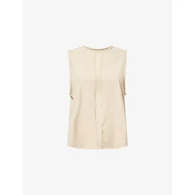 You Womens Barley Bowden Sheer-panel Stretch-jersey Vest Top In Brown