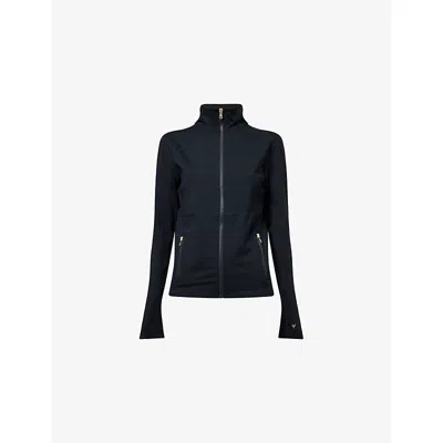You Womens Black Clayton High-neck Stretch-jersey Jacket
