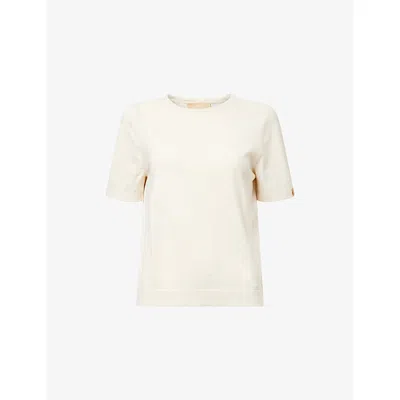 You Womens Ecru Somerby Knitted Cotton T-shirt Xs In Sand